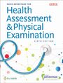 „Health Assessment & Physical Examination, Sixth Edition“. Stethoskop auf buntem, abstraktem Punktmuster.