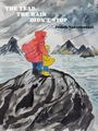 Text: "THE YEAR THE RAIN DIDN'T STOP" und "Judith Vanistendael". Illustration eines großen und kleinen Menschen auf einem Felsen im Regen.