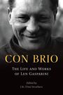 Text: "CON BRIO - The Life and Works of Len Gasparini. Edited by J.R. (Tim) Struthers." Schwarz-weißes Porträt eines lächelnden Mannes.