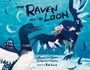 "The Raven and the Loon" steht oben. Ein Loon und ein Rabe mit auffälligen Federn vor blauem Hintergrund.