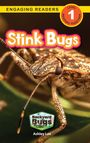 „Engaging Readers: Stink Bugs, Level 1, Backyard Bugs, Ashley Lee“ steht über einem großen Bild einer Baumwanze.