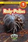 "Roly-Polies" auf braunem Untergrund. Großaufnahme eines Asseln. Text: "Engaging Readers, Level 1, Ashley Lee".