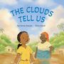 „THE CLOUDS TELL US“ von Yaa Serwaa Somuah und Olivia Amoah. Zwei fröhliche Menschen vor einem Dorf mit Palmen.