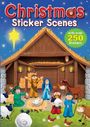 Text: "Christmas Sticker Scenes" und "with over 250 Stickers". Illustration einer Krippe mit Figuren und Tieren.