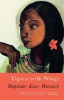 „Tigress with Wings“ von Rupinder Kaur Waraich. Illustration einer nachdenklichen Frau mit Blume im Haar.