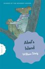 "Winner of the Newbery Honor. Abel's Island. William Steig." Illustration: Eine Maus sitzt auf einem Ast, in Gedanken vertieft.