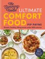 „The Slimming Foodie“ und „ULTIMATE COMFORT FOOD“. Pip Payne. Teller mit Spaghetti und Hackbällchen, Focaccia und Basilikumblätter.