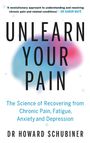 „UNLEARN YOUR PAIN“ in schwarzer Schrift, darüber Text von Dr. Gabor Maté. Hintergrund in Blau und Rosa. Darunter Autorname.