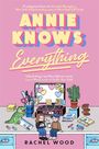"Annie Knows Everything" in farbenfrohen Buchstaben. Darunter zwei Figuren an einem Schreibtisch voller kleiner Gegenstände.