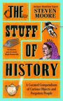 „THE STUFF OF HISTORY“ von Steven Moore. Illustration mit Astronaut, Königin und Teekanne; oranges und blaues Design.