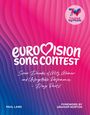 Eurovision Song Contest, 70, United by Music. Glitzer, Glamour, unvergessliche Auftritte. Pink-blauer Hintergrund.
