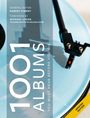 Der Text nennt "1001 Albums You Must Hear Before You Die". Ein Plattenspielerarm auf einer blauen Schallplatte.