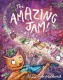 "The Amazing Jam!" und "Shona Shirley Macdonald." Bunte, verspielte Illustration einer Katze, die Geige spielt.