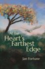 „At the Heart’s Farthest Edge“ und „Jan Fortune“. Illustration: Baum und fliegende Eule vor buntem Himmel.