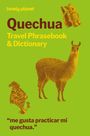 "lonely planet", "Quechua Travel Phrasebook & Dictionary", "me gusta practicar mi quechua." Illustration mit Lama und Inka-Figur.