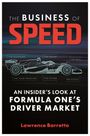 "The Business of Speed" und "Formula One's Driver Market". Illustration eines Formel-1-Autos mit Texten wie "The Manager".