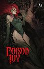 „Poison Ivy“ in roten Buchstaben. Eine Frau mit rotem Haar und Pflanzenmotiv umarmt einen Baum.