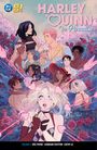 "Harley Quinn in Paradise" und "Volume 2 CRC Payne | Siobhan Chiffon | Cathy Le". Über Blumen, Gruppe junger Leute.