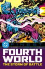 DC FINEST. FOURTH WORLD. THE STORM OF BATTLE. Ein Krieger in Rüstung kämpft gegen Kreaturen, umgeben von Explosionen.