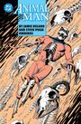„Animal Man“ in großer blauer Schrift. Ein Skelett in rotem Anzug treibt zwischen Tierknochen im Weltraum.