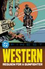 „Last warning do not pass this point“, „Western: Requiem for a Gunfighter“. Illustration: Mann auf Pferd, aufgehängte Figur.
