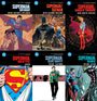 Texte: "Superman: Birthright", "Superman/Batman", "Supergirl: Woman of Tomorrow", "Superman: Man of Steel", "Superman: Secret Identity", "Superman: Brainiac". Jede Serie zeigt ikonische Helden in dynamischen Posen.