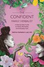 "The Confident Family Herbalist" steht über botanischen Illustrationen mit zwei Personen, die Pflanzen betrachten.