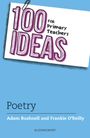 "100 Ideas for Primary Teachers: Poetry" von Adam Bushnell und Frankie O'Reilly. Blauer Hintergrund, Clip auf Papier.