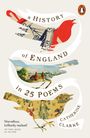 „A History of England in 25 Poems“ von Catherine Clarke. Vogelcollagen aus historischen Bildern, Logo eines Pinguins.