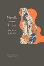 Text: “Myself, Four Times” von Maria Lazar, übersetzt von Isabel Cole. Illustration: Gesichter im Profil mit orangenem Hintergrund.