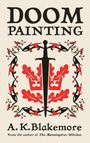 "Doom Painting", A.K. Blakemore, darunter Dolch, rote Ornamente, florale Verzierungen, mittelalterlicher Stil.