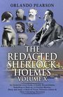 Text: "ORLANDO PEARSON. THE REDACTED SHERLOCK HOLMES VOLUME X." Darunter Gesichter, ein Sensenmann und ein Dinosaurier.