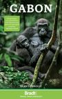 "GABON" und Zitat von Michael Palin oben, Gorillas im Dschungel, Buchautor unten "Sean Connolly", Bradt Guides-Logo.