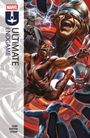 „Ultimate Endgame“ steht neben mehreren Superhelden in dynamischer Pose, darunter Wolverine und Spider-Man.