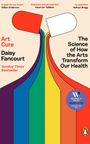 "Art Cure" von Daisy Fancourt. Illustration zeigt zwei Pillen, aus denen bunte Linien strömen.