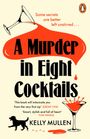 Titel: "A Murder in Eight Cocktails". Ein umgekippter Cocktail, Hund mit Pfotenabdrücken, Name: Kelly Mullen.