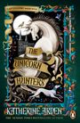 „The Unicorn Hunters“ von Katherine Arden. Ein Einhorn vor einem Mond, umgeben von floralen Mustern und einem Hund.