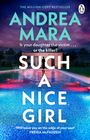 "SUCH A NICE GIRL" steht dominierend in weiß; Pool, Person im Hintergrund, Abendstimmung, farbig leuchtendes Wasser.