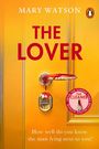 "THE LOVER" in Rot auf einer gelben Tür mit blutrotem Türgriff; Logo oben rechts.