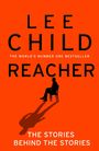 "LEE CHILD, REACHER, THE STORIES BEHIND THE STORIES." Silhouette eines Mannes auf einem Stuhl mit einem Schatten.