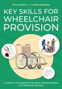 "KEY SKILLS FOR WHEELCHAIR PROVISION" in großen Buchstaben. Illustrationen: Rollstuhl, Werkzeuge, Menschen wandern.