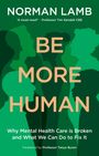 „BE MORE HUMAN“ in orangener Schrift auf grünen Silhouetten menschlicher Profile.