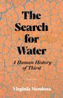"The Search for Water: A Human History of Thirst" von Virginia Mendoza. Orange strukturierter Hintergrund mit blauen Rissen.