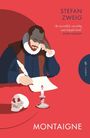 "Stefan Zweig", Zitat von Ryan Holiday, "Montaigne". Illustration mit Mann am Tisch, Totenkopf und Kerze.