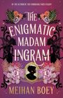 Titel: "The Enigmatic Madam Ingram". Autor: MeiHan Boey. Silhouette einer Frau umgeben von floralen Mustern auf lila Hintergrund.