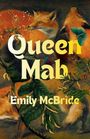 "Queen Mab" und "Emily McBride" in gelber Schrift. Illustration von Füchsen, Pflanzen und einem grünen Schmetterling.