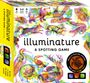 Text: "illuminature A SPOTTING GAME", "Be first to reveal the hidden animal", "Race to find the animals with your magic lens". 

Bunte Tierillustrationen.