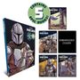 "CONTAINS 5 EPIC BOOKS!", "MANDALORIAN", "EMBARGOED COVER"; Comic-Stil mit Figuren in Rüstungen und Helm.