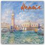 Text: "Renoir 2027 Calendar". Gemälde von Venedig mit Wasser, Segelbooten und Gebäuden, darunter ein hoher Turm.