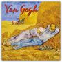 Text: „Van Gogh 2027 Calendar“. Eine Illustration mit zwei ruhenden Menschen auf einem Feld.